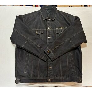 Vintage Rocawear Denim Jacket Mens 2XL Black Quilted Lined American Denim Y2K